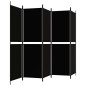 vidaXL Biombo divisor de 5 paneles de tela negro 250x180 cm vidaXL Biombo divisor de 5 paneles de tela negro 250x180 cm