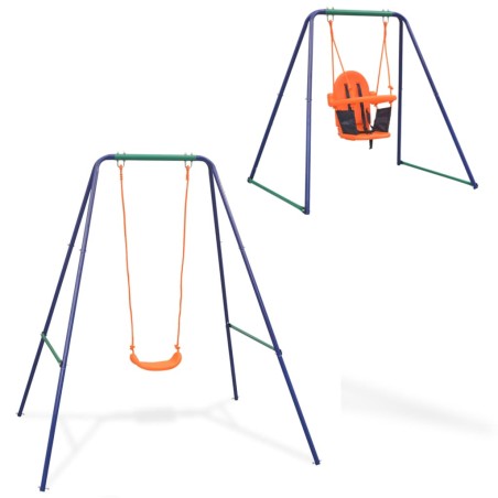 vidaXL Columpio 2 en 1 para niño y para bebé naranja