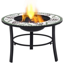 vidaXl Brasero de mosaico cerámica verde 68 cm