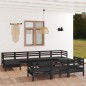 vidaXL Juego de muebles de jardín 11 pzas madera maciza de pino negro vidaXL Juego de muebles de jardín 11 pzas madera maciza de pino negro