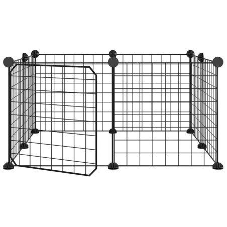 vidaXL Jaula para mascotas de 8 paneles con puerta acero negro 35x35cm