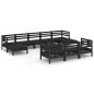 vidaXL Juego de muebles de jardín 11 pzas madera maciza de pino negro vidaXL Juego de muebles de jardín 11 pzas madera maciza de pino negro