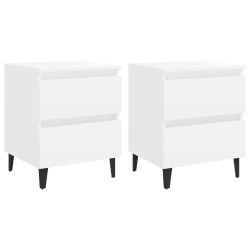 vidaXL Mesitas de noche 2 uds madera contrachapada blanco 40x35x50 cm