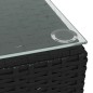 vidaXL Mesita de centro jardín ratán sintético vidrio negro 60x60x30cm