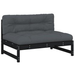 vidaXL Sofá central madera maciza de pino negro 120x80 cm