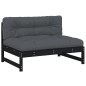 vidaXL Sofá central madera maciza de pino negro 120x80 cm vidaXL Sofá central madera maciza de pino negro 120x80 cm