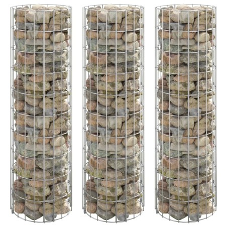 vidaXL Arriate gaviones circular 3 uds acero galvanizado Ø30x100 cm