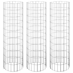 vidaXL Arriate gaviones circular 3 uds acero galvanizado Ø30x100 cm