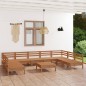 vidaXL Juego muebles de jardín 10 pzas madera maciza pino marrón miel vidaXL Juego muebles de jardín 10 pzas madera maciza pino marrón miel