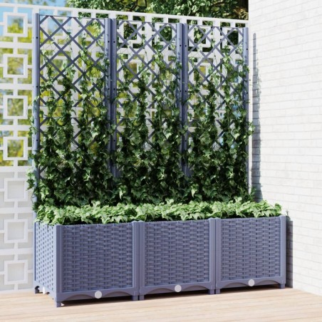vidaXL Jardinera con enrejado PP gris oscuro 120x40x136 cm