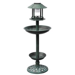 vidaXL Bañera/comedero para pájaros con luz solar