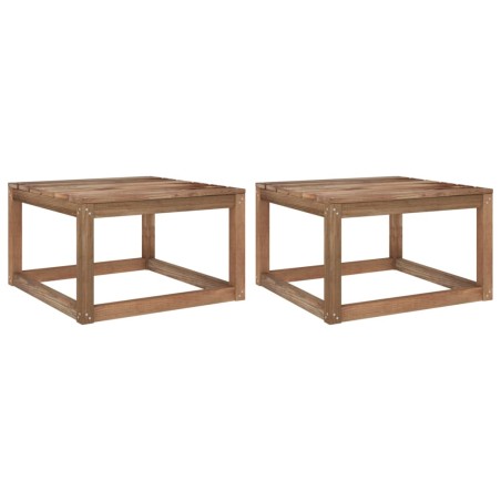 vidaXL Mesas de palets de jardín 2 uds madera impregnada 60x60x36,5 cm