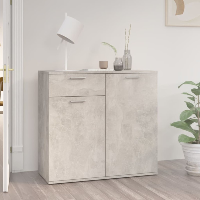 vidaXL Aparador de madera contrachapada gris hormigón 80x36x75 cm vidaXL Aparador de madera contrachapada gris hormigón 80x36x75 cm