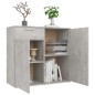 vidaXL Aparador de madera contrachapada gris hormigón 80x36x75 cm vidaXL Aparador de madera contrachapada gris hormigón 80x36x75 cm