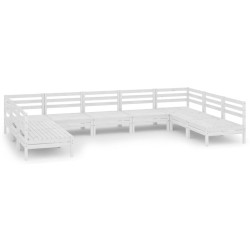 vidaXL Mesa y taburetes altos jardín 9 pzas madera maciza pino blanco
