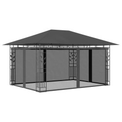 vidaXL Cenador con mosquitera gris antracita 4x3x2,73 m 180 g/m²