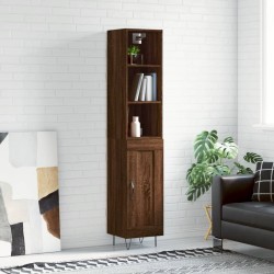 vidaXL Aparador alto madera contrachapada roble marrón 34,5x34x180 cm