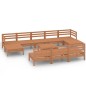 vidaXL Set de muebles de jardín 11 pzas madera maciza pino marrón miel vidaXL Set de muebles de jardín 11 pzas madera maciza pino marrón miel
