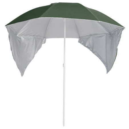vidaXL Sombrilla de playa con paredes laterales verde 215 cm