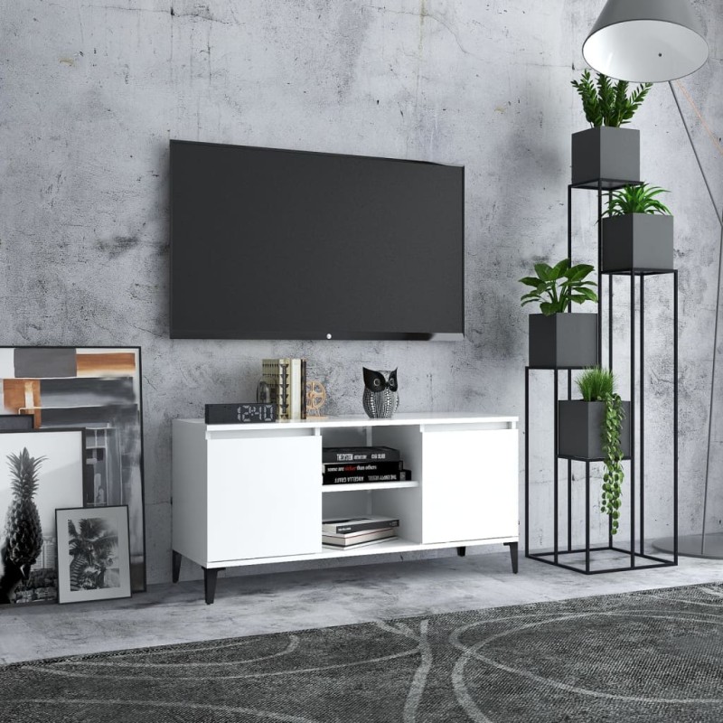 vidaXL Mueble de TV con patas de metal blanco 103,5x35x50 cm