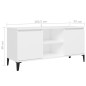 vidaXL Mueble de TV con patas de metal blanco 103,5x35x50 cm
