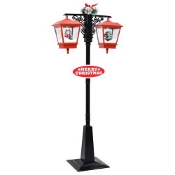 vidaXL Farola de Navidad con Papá Noel PVC negro y rojo 81x40x188 cm