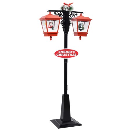 vidaXL Farola de Navidad con Papá Noel PVC negro y rojo 81x40x188 cm