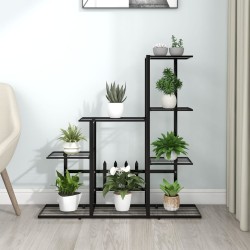 vidaXL Soporte de flores negro de metal 94,5x25x88 cm