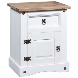 vidaXL Mesita de noche Corona Range pino mexicano blanco 53x39x66 cm