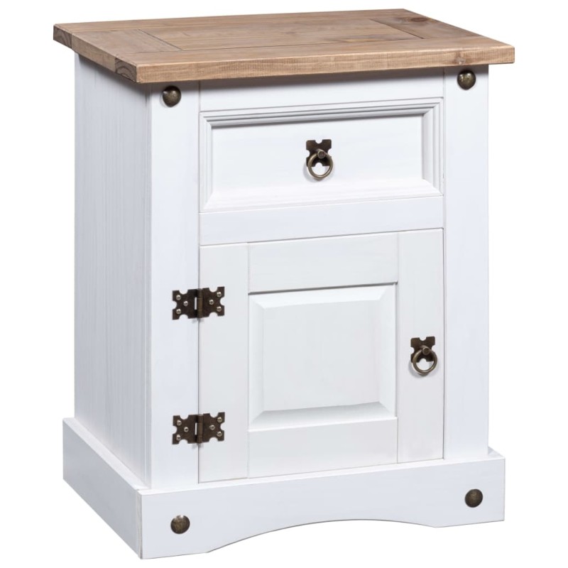 vidaXL Mesita de noche Corona Range pino mexicano blanco 53x39x66 cm vidaXL Mesita de noche Corona Range pino mexicano blanco 53x39x66 cm