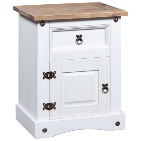 vidaXL Mesita de noche Corona Range pino mexicano blanco 53x39x66 cm