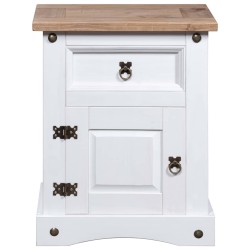 vidaXL Mesita de noche Corona Range pino mexicano blanco 53x39x66 cm