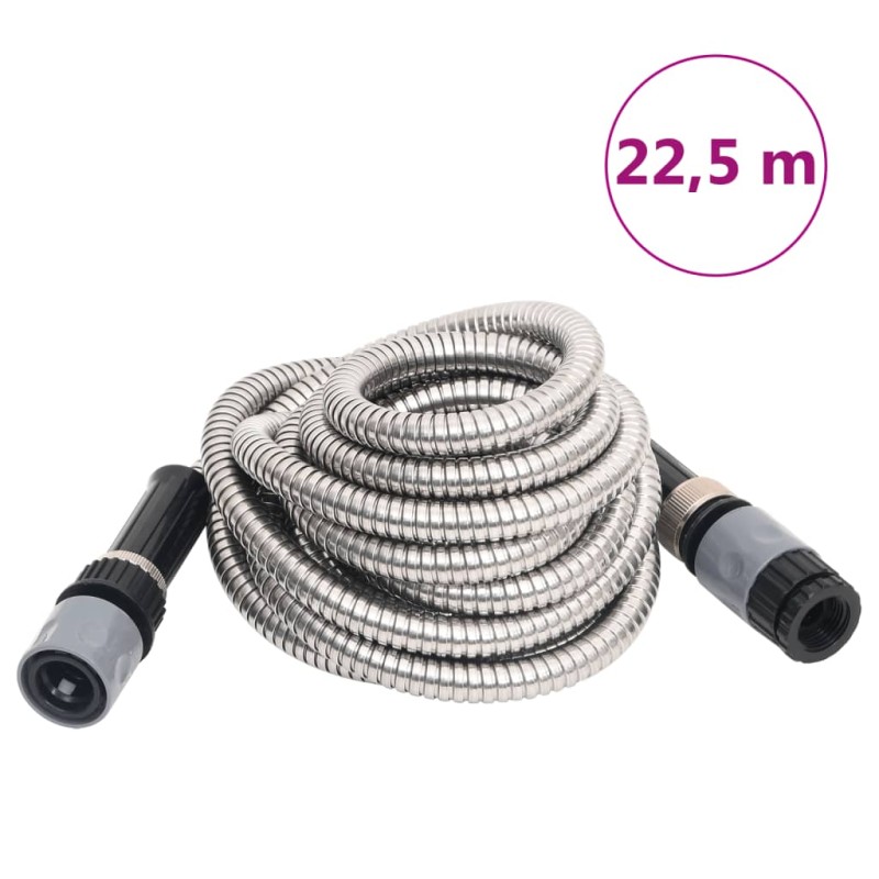 vidaXL Manguera jardín pulverizador acero inoxidable plata 14mm 22,5 m vidaXL Manguera jardín pulverizador acero inoxidable plata 14mm 22,5 m