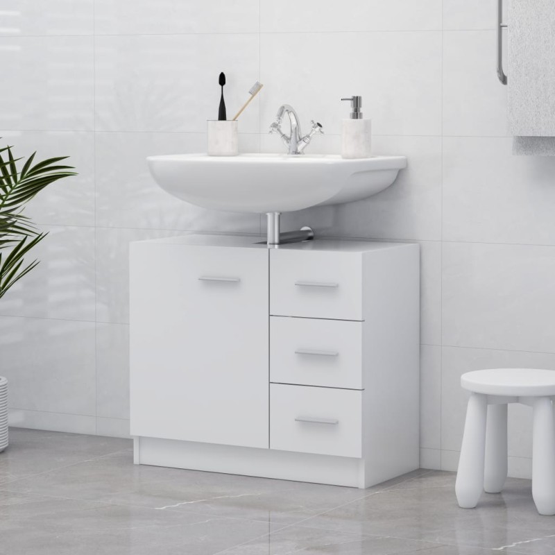 vidaXL Armario para lavabo madera contrachapada blanco 63x30x54 cm vidaXL Armario para lavabo madera contrachapada blanco 63x30x54 cm