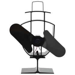 vidaXL Ventilador de estufa accionado por calor 2 aspas negro