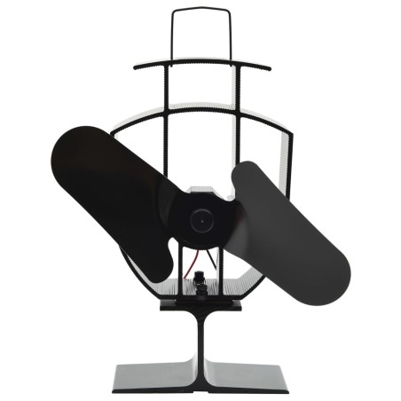 vidaXL Ventilador de estufa accionado por calor 2 aspas negro