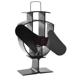 vidaXL Ventilador de estufa accionado por calor 2 aspas negro