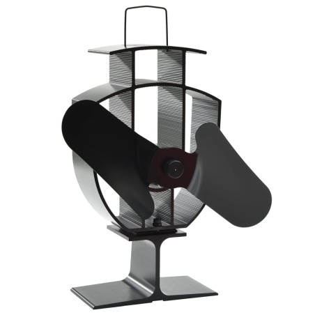 vidaXL Ventilador de estufa accionado por calor 2 aspas negro