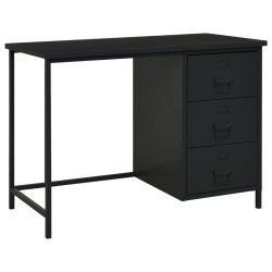 vidaXL Escritorio industrial con cajones acero negro 105x52x75 cm