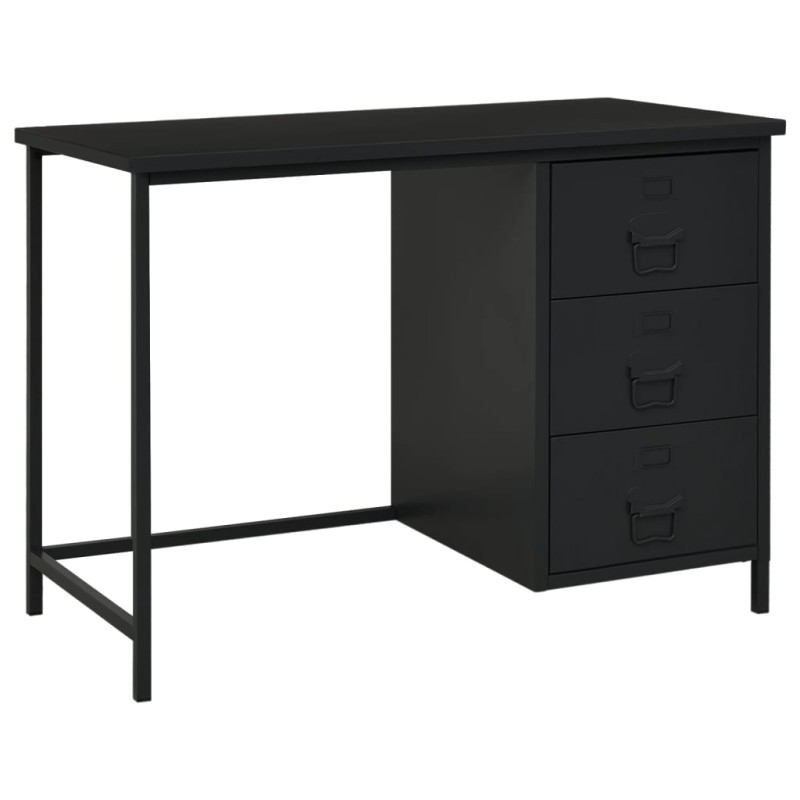 vidaXL Escritorio industrial con cajones acero negro 105x52x75 cm