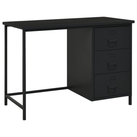 vidaXL Escritorio industrial con cajones acero negro 105x52x75 cm