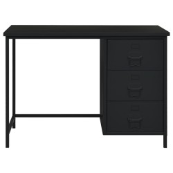 vidaXL Escritorio industrial con cajones acero negro 105x52x75 cm