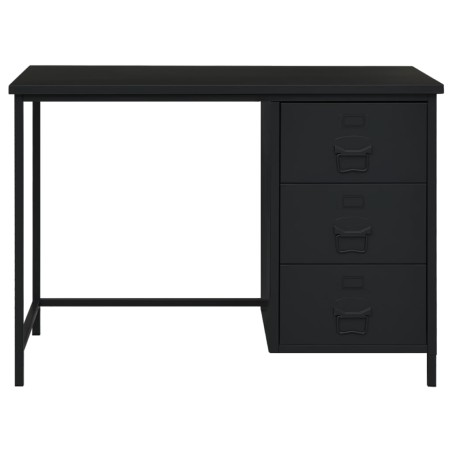 vidaXL Escritorio industrial con cajones acero negro 105x52x75 cm