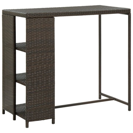 vidaXL Mesa bar estante almacenaje 120x60x110cm ratán sintético marrón