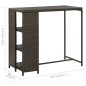 vidaXL Mesa bar estante almacenaje 120x60x110cm ratán sintético marrón vidaXL Mesa bar estante almacenaje 120x60x110cm ratán sintético marrón