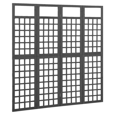 vidaXL Biombo/Enrejado de 4 paneles madera de abeto negro 161x180 cm