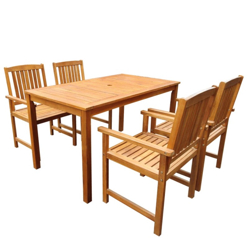 vidaXL Set de comedor de jardín 5 piezas madera maciza de acacia vidaXL Set de comedor de jardín 5 piezas madera maciza de acacia