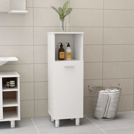 vidaXL Armario de baño madera contrachapada blanco brillo 30x30x95 cm