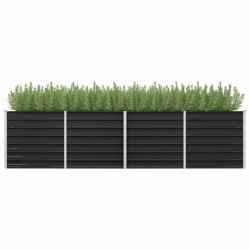 vidaXL Arriate de acero galvanizado gris antracita 320x80x77 cm