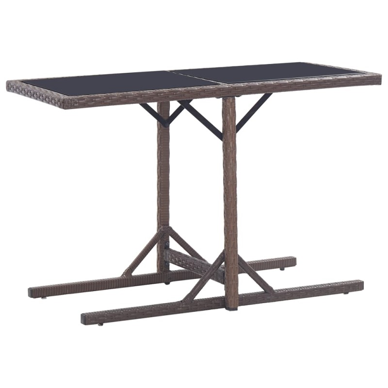 vidaXL Mesa de jardín de vidrio y ratán sintético blanco 110x53x72 cm vidaXL Mesa de jardín de vidrio y ratán sintético blanco 110x53x72 cm